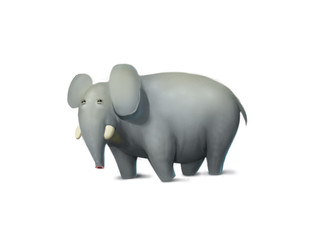Illustration of big cute elephant, nature mammal