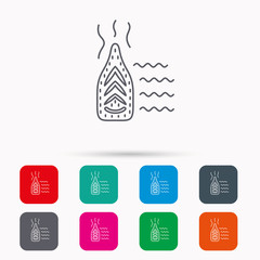 Steam ironing icon. Iron housework tool sign.