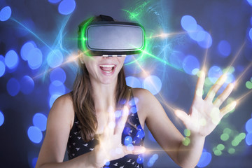 Frau mit Virtual Reality Brille 3D