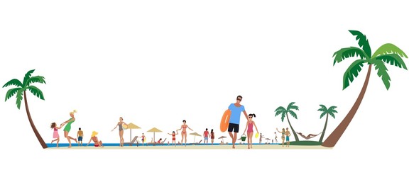 Obraz na płótnie Canvas People on the beach, happy holidays