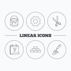 Spatula, scissors and bucket of paint icons.