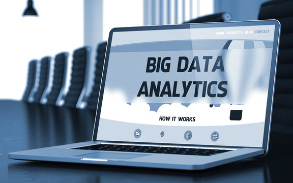 Big Data Analytics Concept on Laptop Screen. 3D.