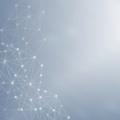 Structure molecule and communication Dna, atom, neurons. Science concept for your design. Connected lines with dots. Medical, technology, chemistry, science background. Vector illustration.