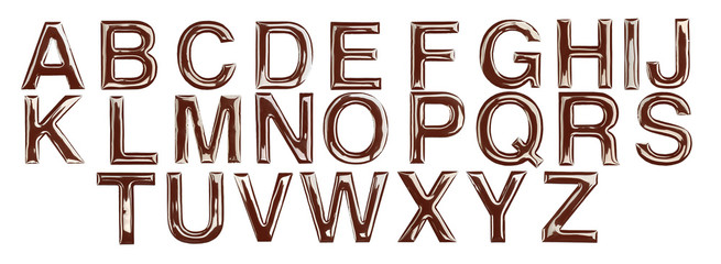 English chocolate alphabet on white background