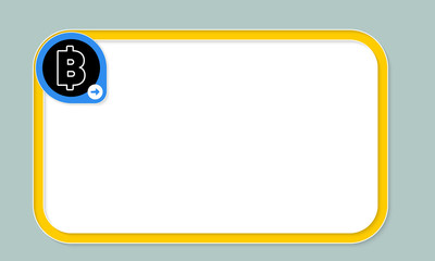 Yellow text frame for your text and bit coin symbol