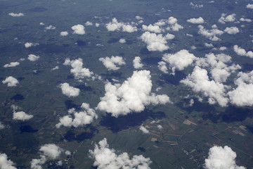 Top view of landscape shot from  airplane window .