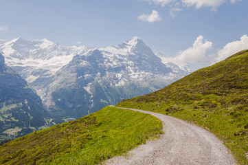 Grindelwald, Dorf, Berner Oberland, Alpen, Eiger, Eigernordwand, First, Wanderweg, Waldspitz, Wanderferien, Sommer, Schweiz