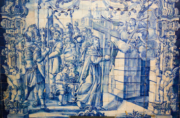 Fototapeta na wymiar Azulejo in the Monastery of Santa Cruz (Coimbra)