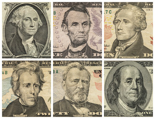 President portraits on dollar bills