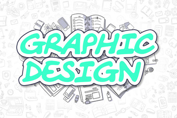 Graphic Design - Cartoon Green Word. Business Concept.
