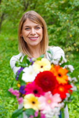 Fototapeta premium Smiling woman in love