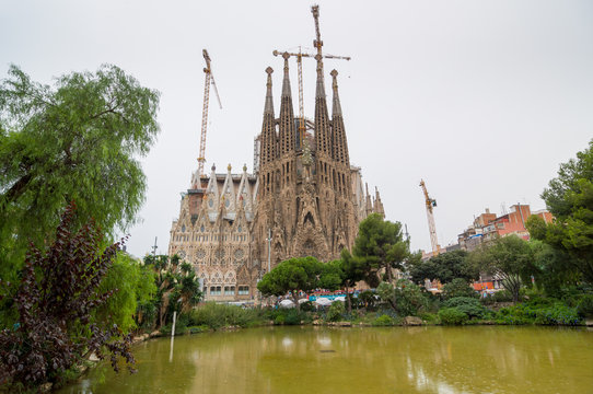 Sagrada Familia is a large Roman Catholic church in Barcelona.