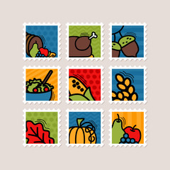 Thanksgiving Day stamp set. Harvest