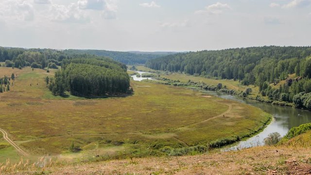 View on top - river and meadow