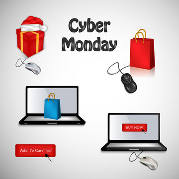 Illustration of elements for Cyber Monday