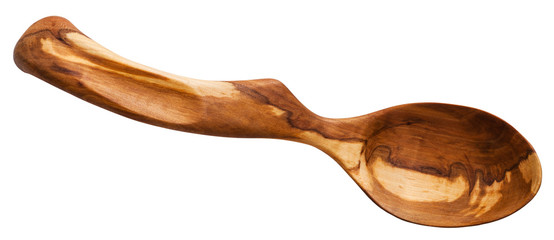 top view of wooden spoon carved from Apple wood