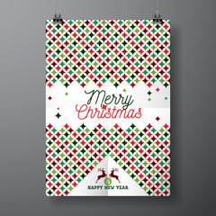 Vector Merry Christmas Holiday and Happy New Year illustration with typographic design and abstract color texture pattern on clean background.