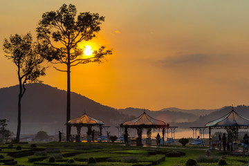 Golden sunset at Silver Lake Pattaya