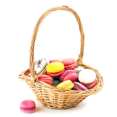 basket macaroon cake isolated on white background