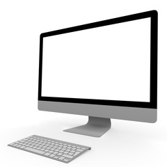 desktop computer with wireless keyboard right side view