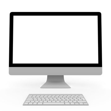 desktop computer with keyboard front view