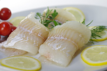 fresh raw cod fish fillet