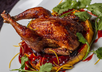 Baked chicken with pumpkin