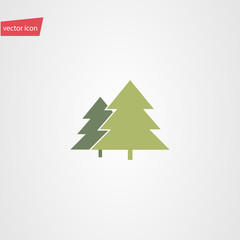 Vector illustration of fir tees icon in flat style