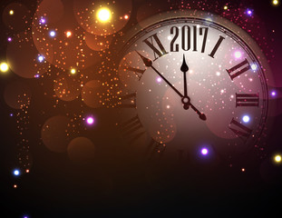 Obraz na płótnie Canvas 2017 New Year background with clock.