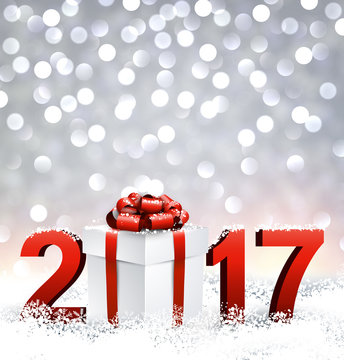 2017 New Year background with gift.