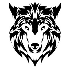 Beautiful wolf tattoo.Vector wolf's head as a design element on isolated background