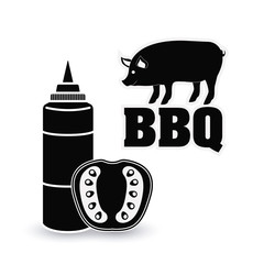 Pork pig tomato sauce bbq and grill menu icon. Steak house food and restaurant theme. Isolated design. Vector illustration