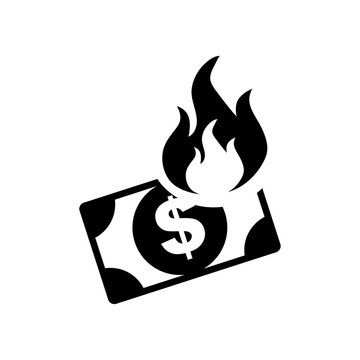 Money In Fire Icon Illustration