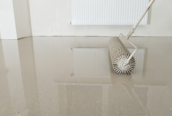 Fill screed floor repair and furnish, shallow dof