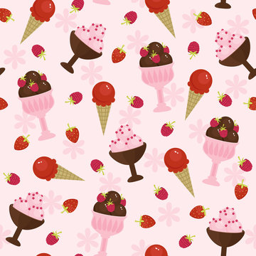 Ice creams seamless pattern