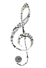 Naklejka premium Treble clef assembled from new auto spare parts