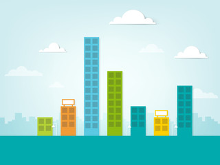 flat paper urban landscape