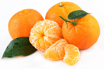 mandarins fruit tangerine isolated on white