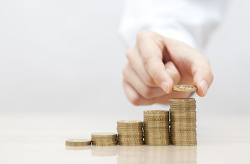 Rising stack of coins