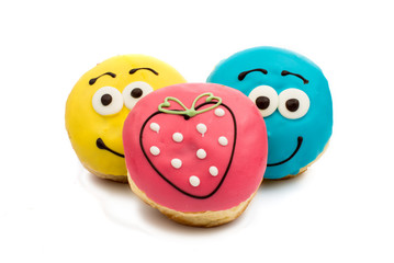 donuts in color glaze isolated