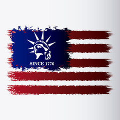 statue of liberty with united states of america flag. Landmark and patriotic icon. Colorful design. Vector illustration
