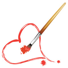 Paintbrush and Red Heart