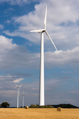 Fototapeta na wymiar Windmühlen auf Getreidefeld