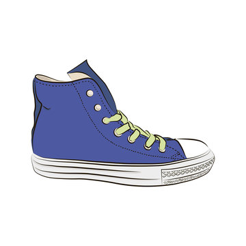 Hand drawn sneakers, gym shoes. Keds vector illustration