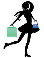 Shopping Girl with Bags Silhouette