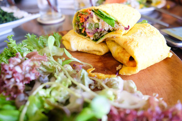 Egg rolls with salad