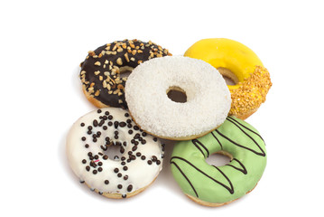 donuts in color glaze isolated