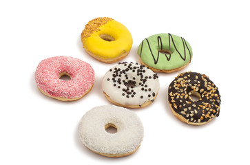 donuts in color glaze isolated