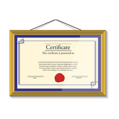 Certificate in golden frame