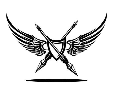 wingshield badge with double spears
